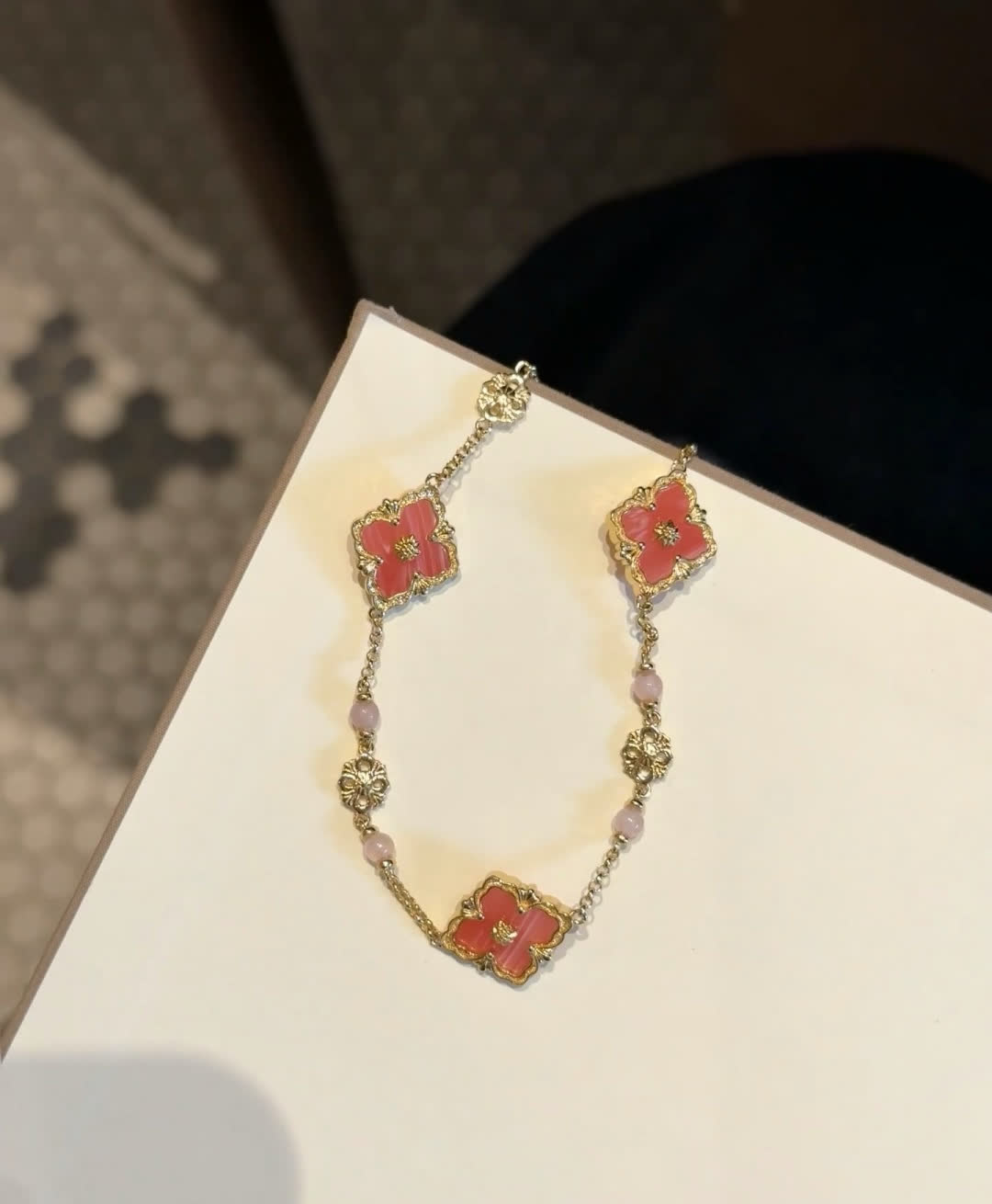 Buccellati Van Cleef & Arpels Alhambra Pink Enamel Bracelet